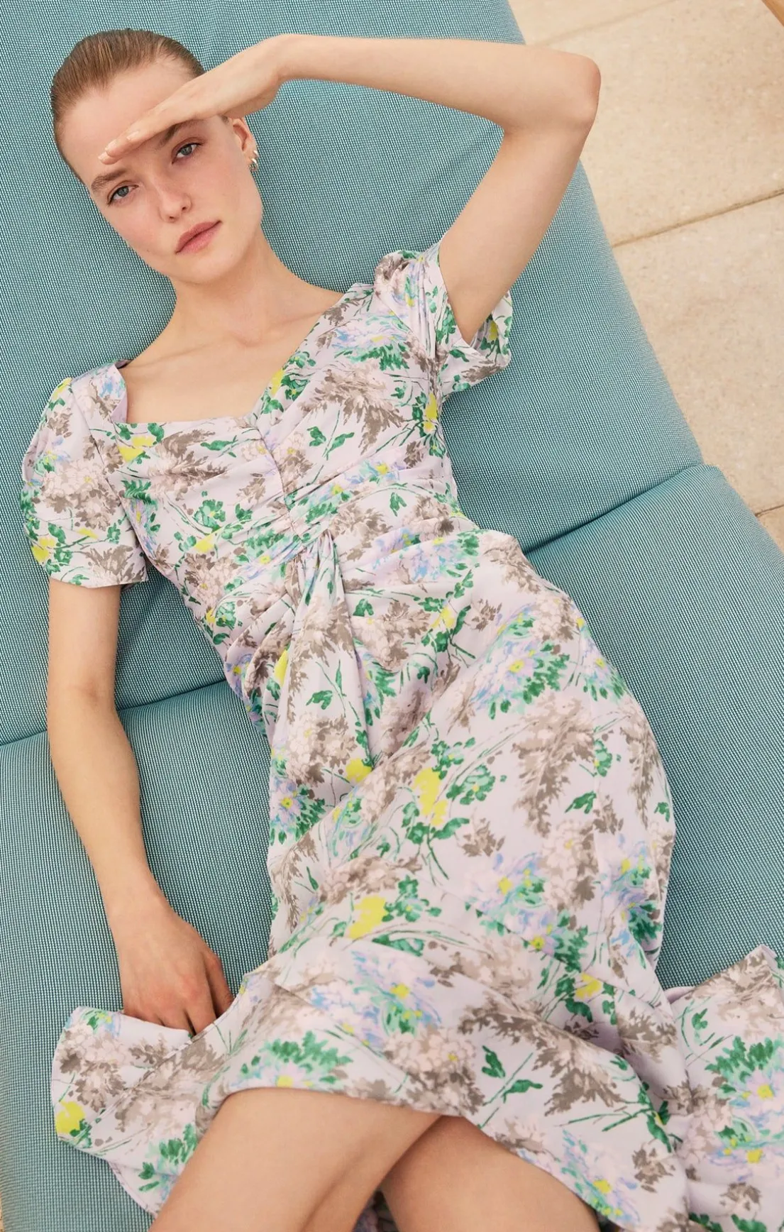 Light Washed Floral Walker Dress