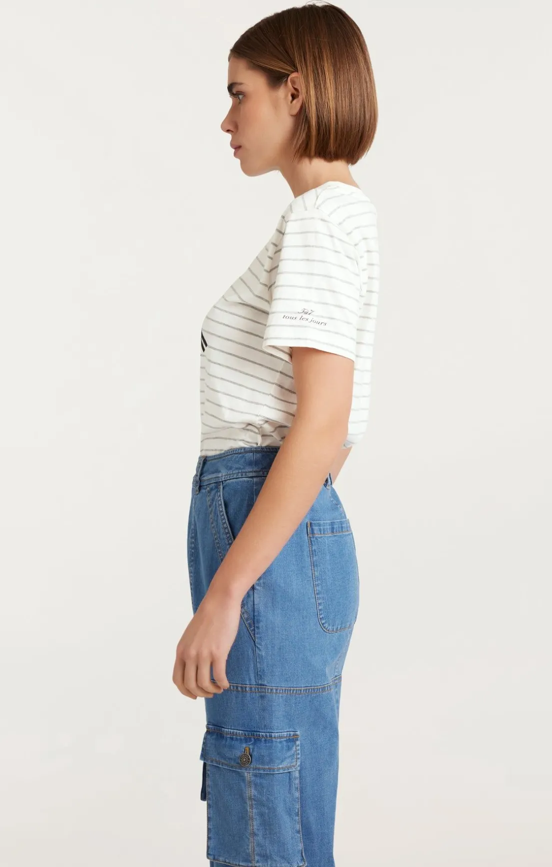 Melange Stripe Paris New York Tee