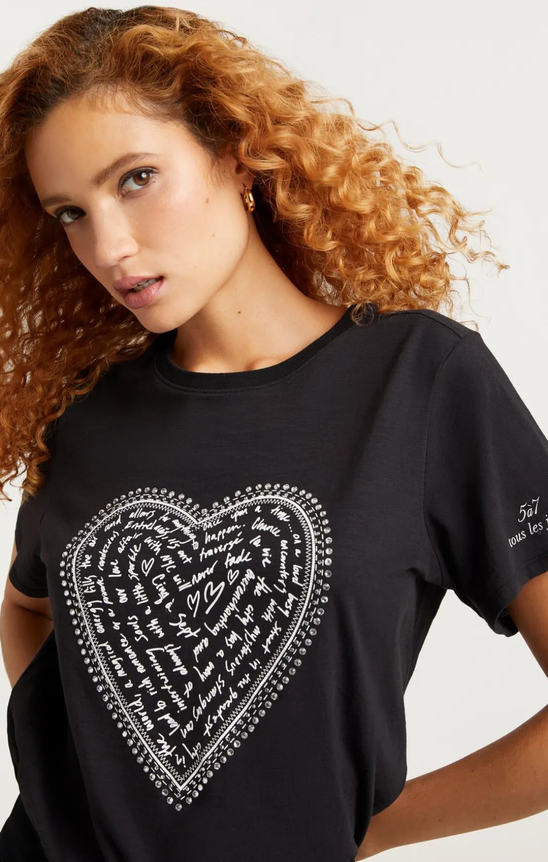 Rhinestone Love Letter Heart Tee