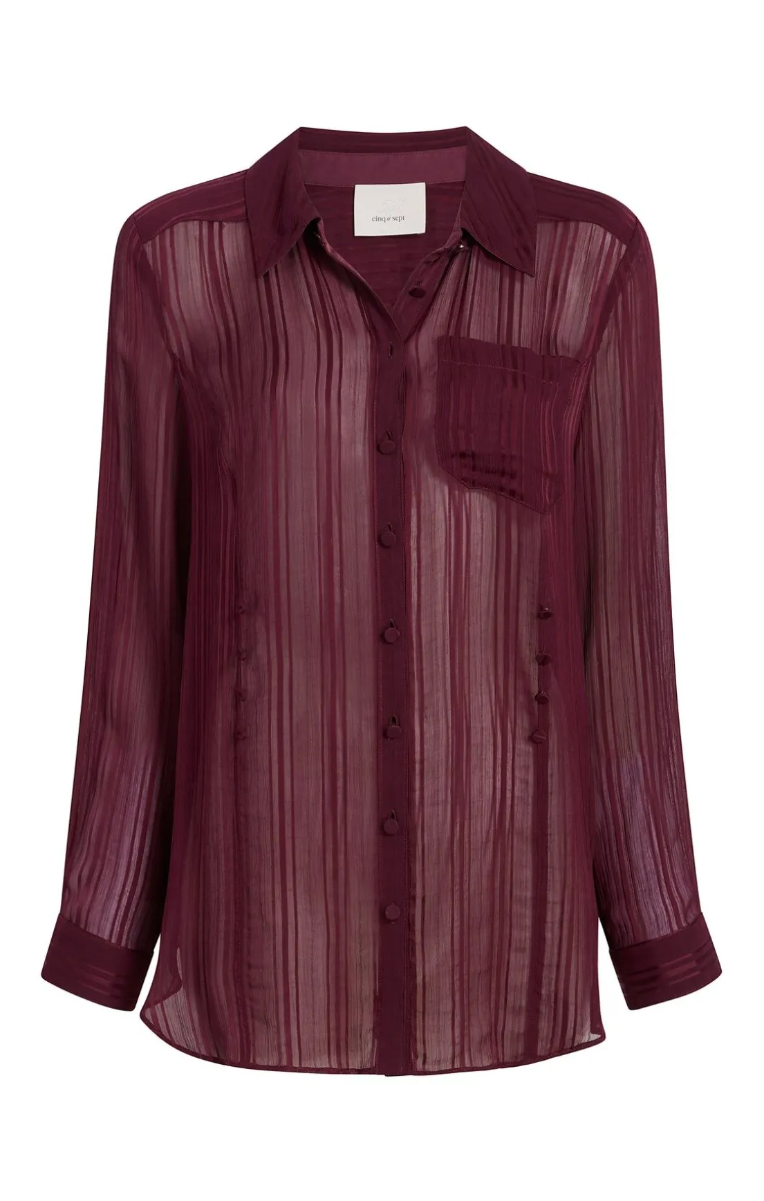 Sheer Stripe Shirred Kandice Top