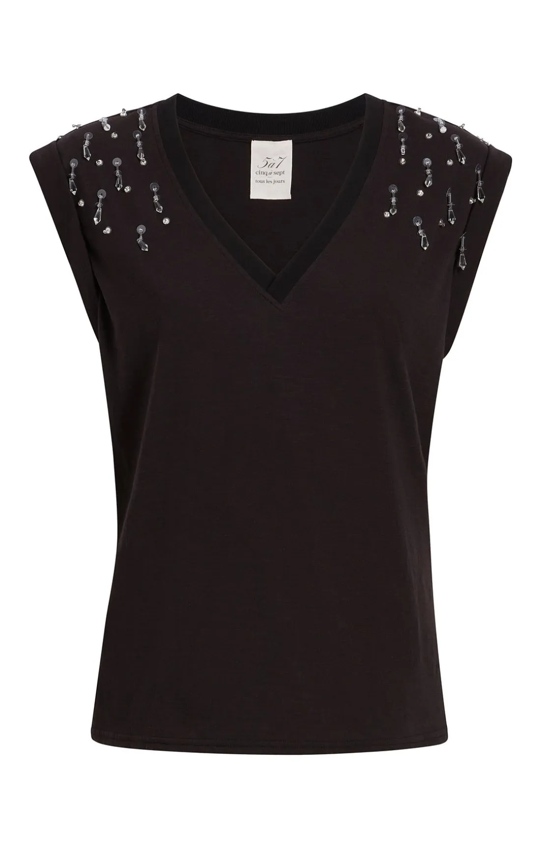 Teardrop Crystal Embellished V-Neck Bella Tee